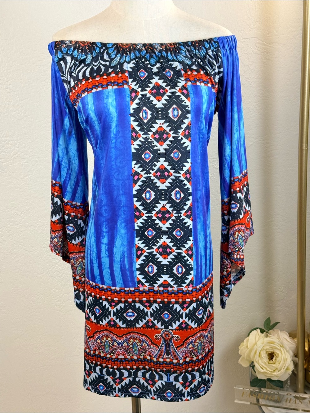 La Moda Embellished Off The Shoulder Resort Dress S/M‎ Indie Beachwear